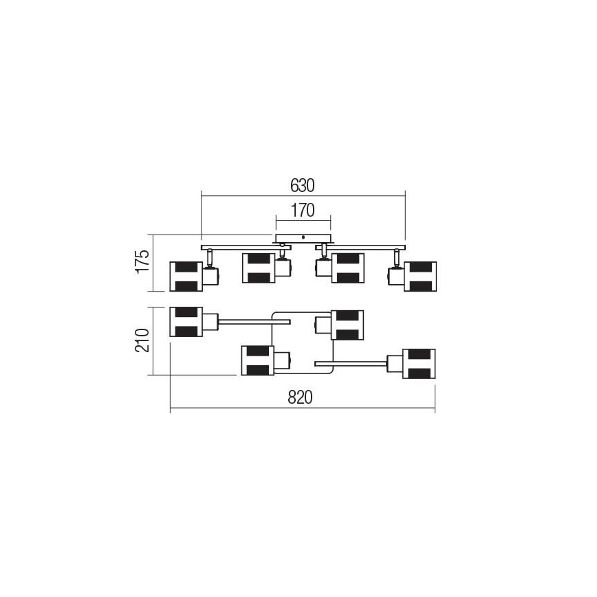 Redo 04-522 - Nadgradni luster BASKET 4xE27/42W/230V bronca