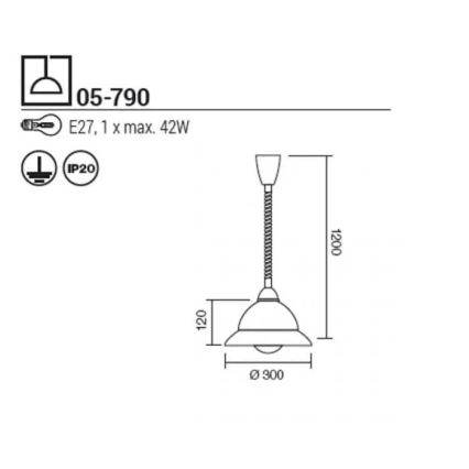 Redo 05-790 - Luster na sajli ETRUSCA 1xE27/42W/230V