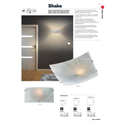 Redo 05-812 - Stropna svjetiljka SHAKE 1xE27/42W/230V 29,5x29,5 cm bijela