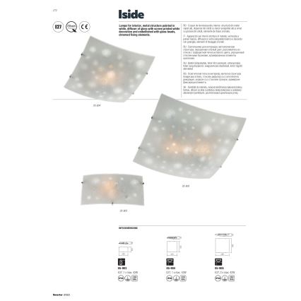 Redo 05-905 - Stropno svjetlo ISIDE 2xE27/42W/230V 39x39 cm prozirno