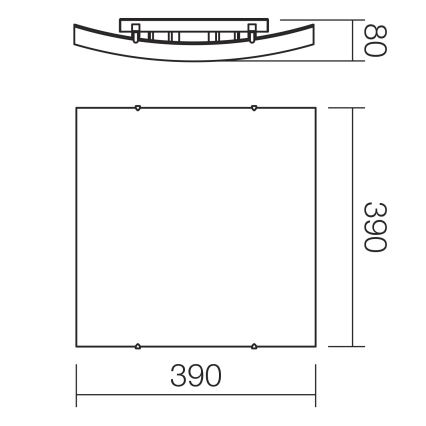 Redo 05-905 - Stropno svjetlo ISIDE 2xE27/42W/230V 39x39 cm prozirno