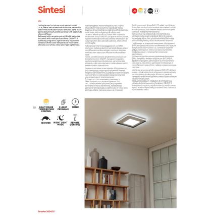 Redo 05-961 - LED Prigušiva stropna svjetiljka SINTESI LED/53W/230V 45x45 cm 3000-6000K + daljinski upravljač