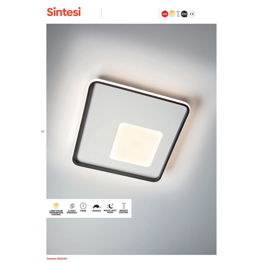 Redo 05-961 - LED Prigušiva stropna svjetiljka SINTESI LED/53W/230V 45x45 cm 3000-6000K + daljinski upravljač
