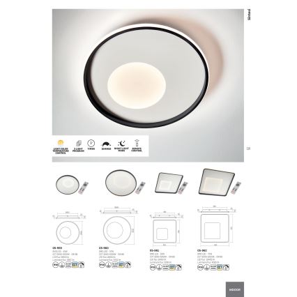 Redo 05-961 - LED Prigušiva stropna svjetiljka SINTESI LED/53W/230V 45x45 cm 3000-6000K + daljinski upravljač
