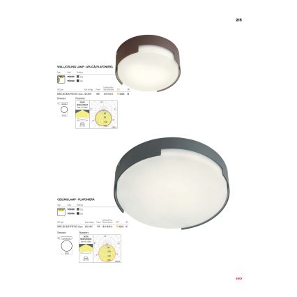 Redo 90006 - LED Vanjska stropna svjetiljka SKOR LED/16W/230V pr. 25 cm IP54 smeđa