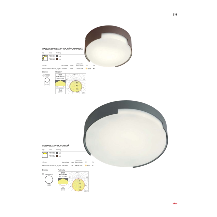 Redo 90006 - LED Vanjska stropna svjetiljka SKOR LED/16W/230V pr. 25 cm IP54 smeđa