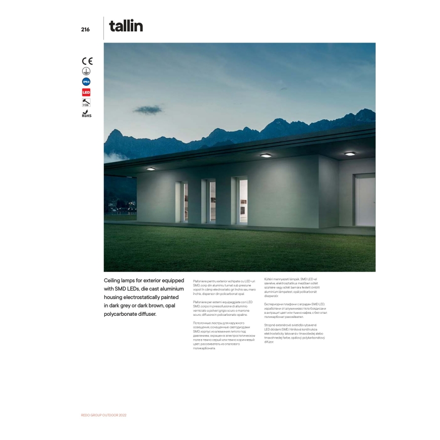 Redo 90008 - LED Vanjska stropna svjetiljka TALLIN LED/21W/230V 24,5x24,5 cm IP54 smeđa