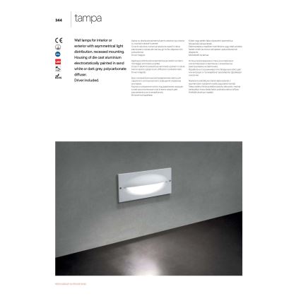 Redo 90009 - LED vanjska orijentacijska svjetiljka TAMPA LED/11W/230V IP54 bijela