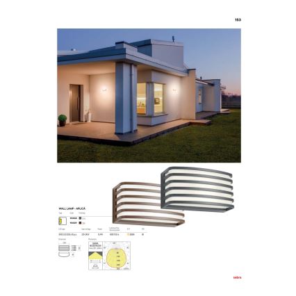 Redo 90038 - LED vanjsko zidno svjetlo SEBRA LED/15W/230V IP54