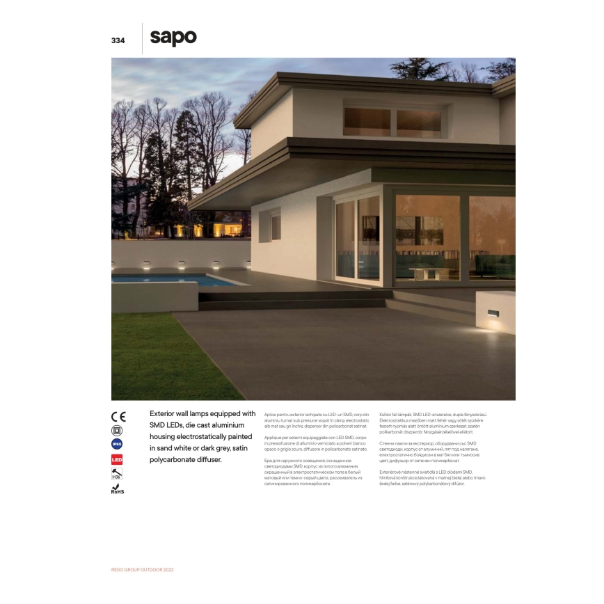 Redo 90072 - LED vanjsko zidno svjetlo SAPO LED/5W/230V IP65