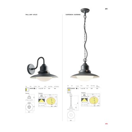 Redo 90094 - Vanjski luster na lancu ELIO 1xE27/42W/230V IP44