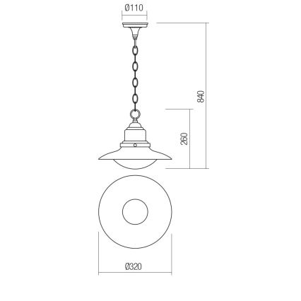 Redo 90094 - Vanjski luster na lancu ELIO 1xE27/42W/230V IP44