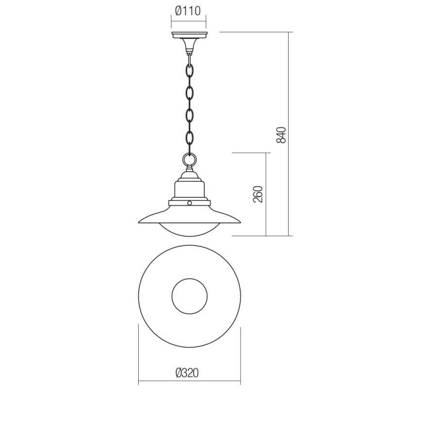 Redo 90094 - Vanjski luster na lancu ELIO 1xE27/42W/230V IP44