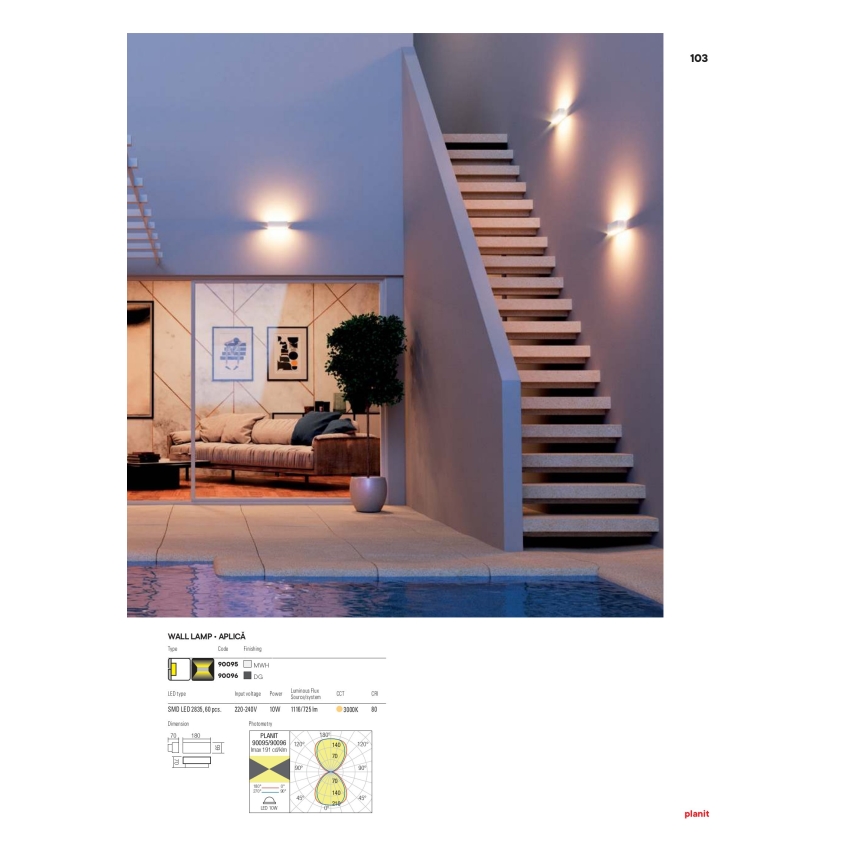 Redo 90096 - Vanjska LED zidna svjetiljka PLANIT LED/10W/230V 3000K IP54 antracit
