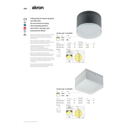 Redo 90107 - LED vanjsko stropno svjetlo AKRON LED/9W/230V Ø 10,8 cm IP54