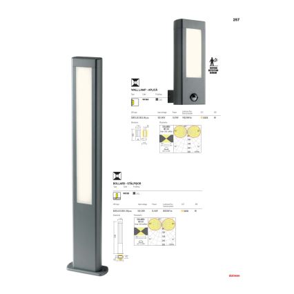 Redo 90125 - Vanjska LED svjetiljka DOLMEN LED/12,44W/230V IP54 antracit