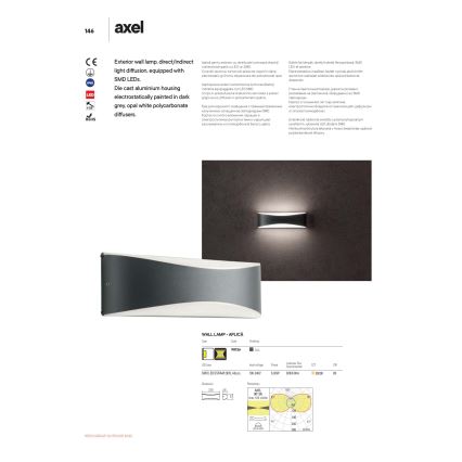 Redo 90126 - LED vanjsko zidno svjetlo AXEL LED/7W/230V 3000 IP65 antracit