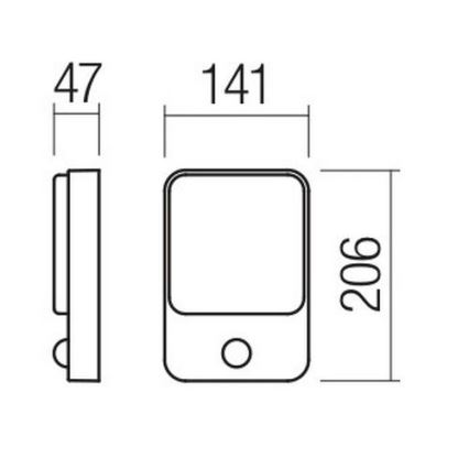 Redo 90133 - LED Vanjska zidna svjetiljka sa senzorom COLIN 1xLED/9W/230V IP54