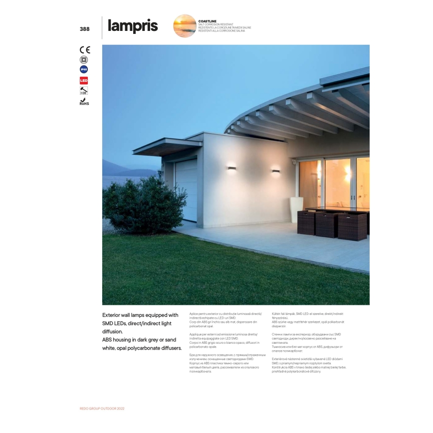 Redo 90153 - LED Vanjsko zidno svjetlo LAMPRIS LED/9W/230V IP65