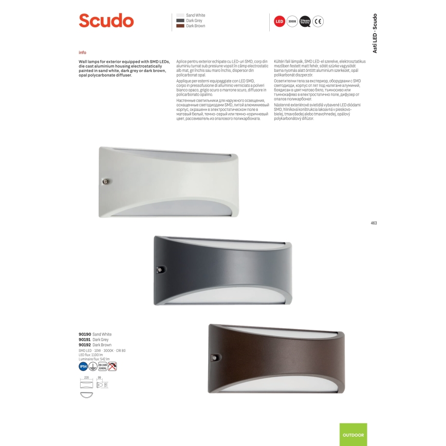 Redo 90191 - LED Vanjska zidna svjetiljka SCUDO LED/10W/230V 3000K IP54 antracit