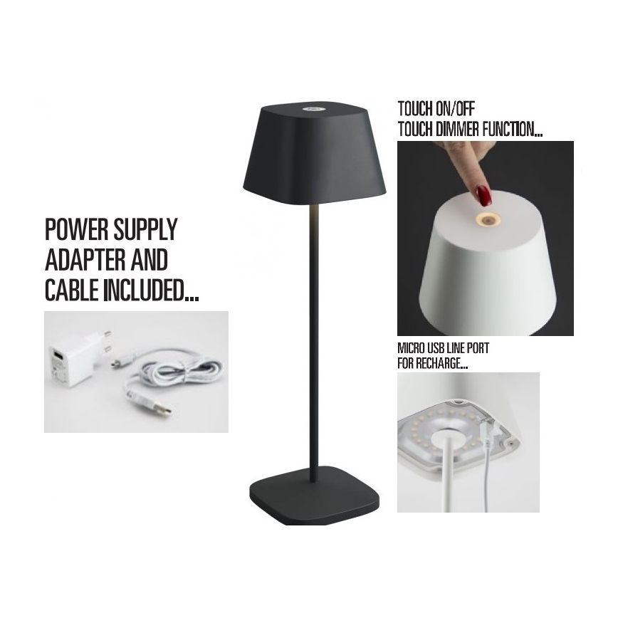 Redo 90218 - LED Vanjska prigušiva lampa LA NUIT LED/2,2W/230V IP65 + USB