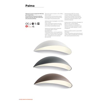 Redo 90236 - LED vanjsko zidno svjetlo PALMA LED/18W/230V 3000K IP54 smeđa