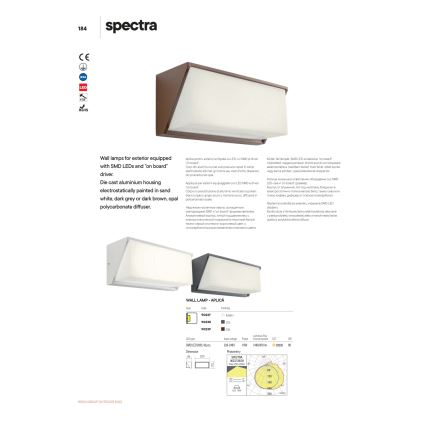 Redo 90238 - LED Vanjska zidna svjetiljka SPECTRA LED/16W/230V 3000K IP54 siva