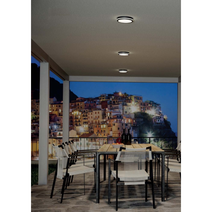 Redo 90290 - LED Vanjska stropna svjetiljka sa senzorom ISOLA LED/24W/230V pr. 26 cm 3000/4000/6500K IP54 antracit