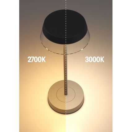 Redo 90312 - LED Prigušiva stolna lampa na dodir ILUNA LED/2,5W/5V 2700-3000K 3000 mAh IP65 crna