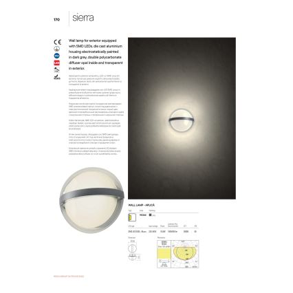 Redo 90364 - LED Vanjska zidna svjetiljka SIERRA LED/10,8W/230V IP54