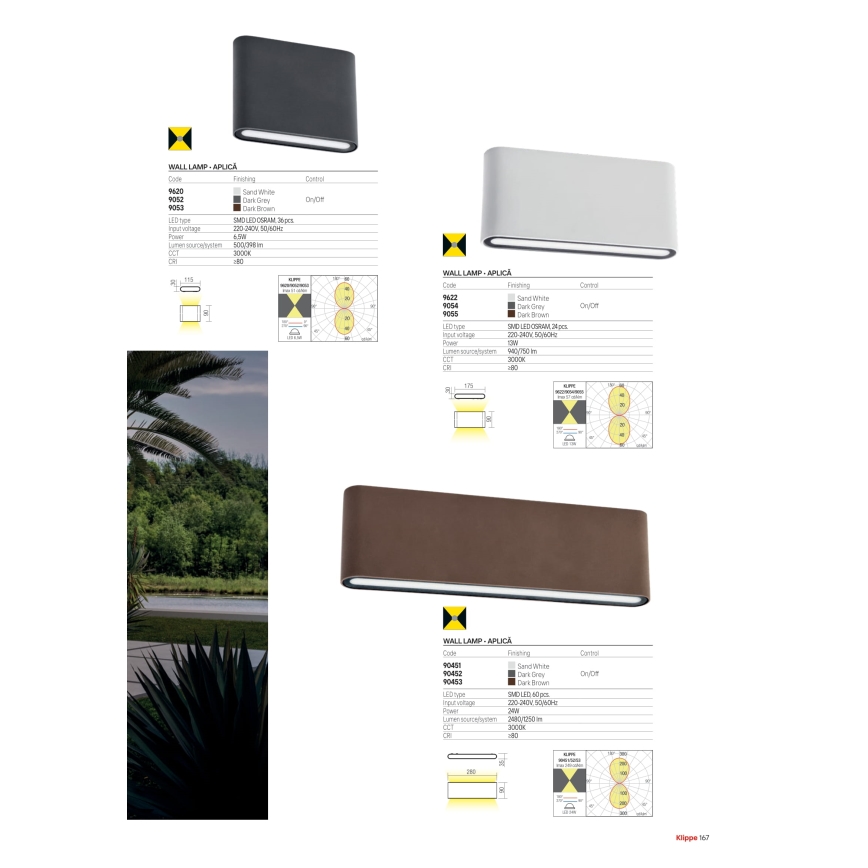 Redo 90451 - LED vanjsko zidno svjetlo KLIPPE LED/24W/230V 3000K IP54 bijela