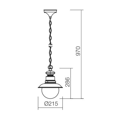 Redo 9046 - Vanjski luster na lancu SCOTT 1xE27/42W/230V IP44