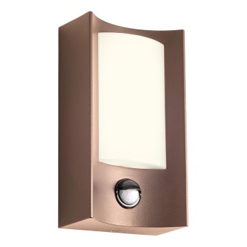 Redo 90487 - LED Vanjska zidna svjetiljka sa senzorom WARP LED/8W/230V 3000K IP44 smeđa