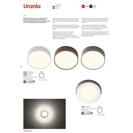 Redo 90516 - LED Vanjska stropna svjetiljka URANIA LED/10W/230V pr. 16 cm IP65 antracit