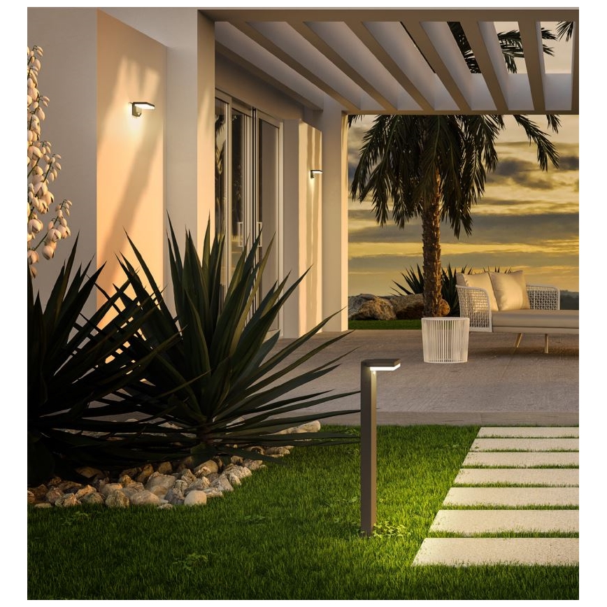 Redo 90535 - LED Solarna zidna svjetiljka sa senzorom TAIYO LED/2W/3,7V 3000K 2200 mAh IP54 antracit