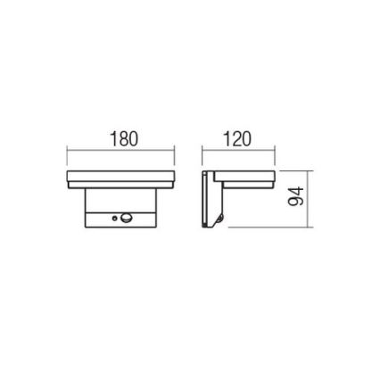 Redo 90535 - LED Solarna zidna svjetiljka sa senzorom TAIYO LED/2W/3,7V 3000K 2200 mAh IP54 antracit