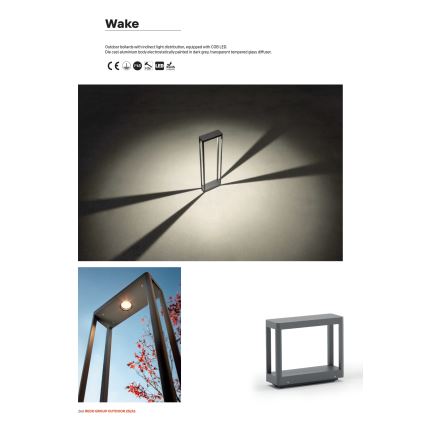 Redo 90580 - Vanjska LED svjetiljka WAKE LED/8W/230V 3000K 20 cm IP65, antracitna
