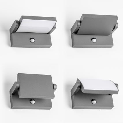 Redo 90587 - LED vanjsko zidno svjetlo s senzorom FLIP LED/20W/230V 3000K CRI 90 IP54 antracit