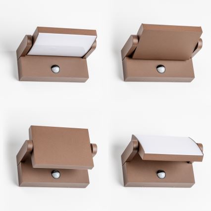 Redo 90588 - LED vanjsko zidno svjetlo sa senzorom FLIP LED/20W/230V 3000K CRI 90 IP54 smeđa