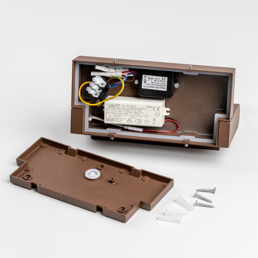 Redo 90588 - LED Vanjska zidna svjetiljka sa senzorom FLIP LED/20W/230V CRI 90 3000K IP54 smeđa