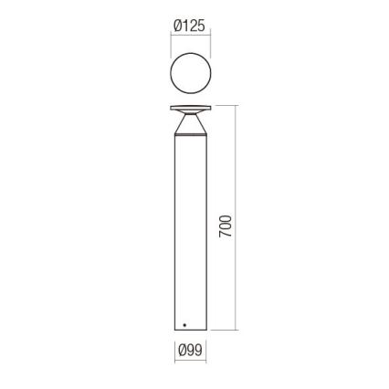 Redo 90591 - LED vanjska svjetiljka BIRO LED/12W/230V 3000K 70 cm CRI 90 IP65 antracit