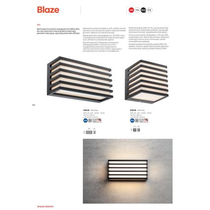 Redo 90639 - LED Vanjska zidna svjetiljka BLAZE LED/12W/230V 3000K IP54 antracit