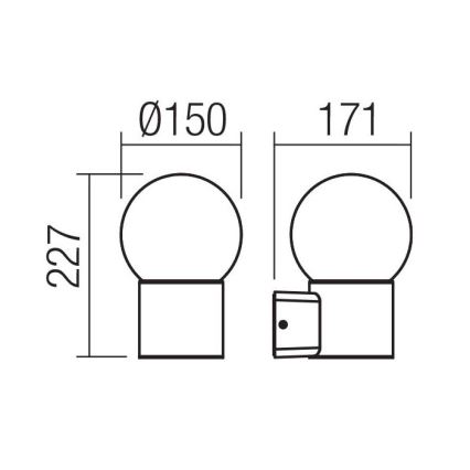 Redo 90640 - Vanjska zidna svjetiljka BULK 1xE27/28W/230V IP44 antracit