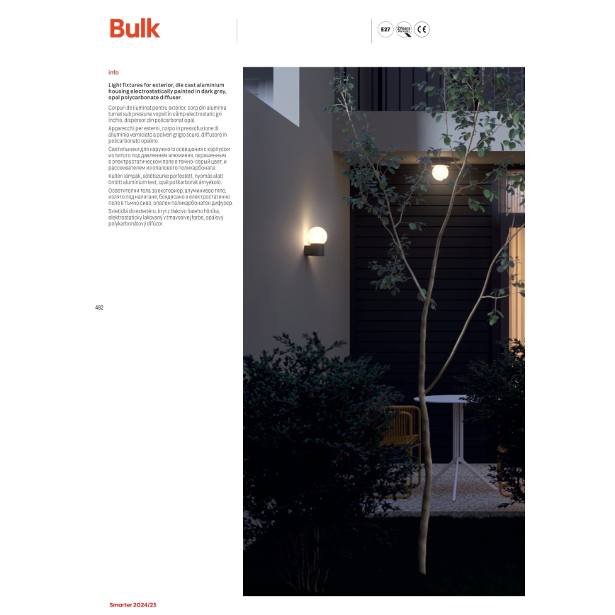 Redo 90643 - Vanjska svjetiljka BULK 1xE27/28W/230V 80 cm IP44 antracit