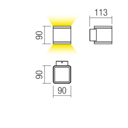 Redo 9065 - LED Vanjska zidna svjetiljka BETA 2xLED/6W/230V IP54