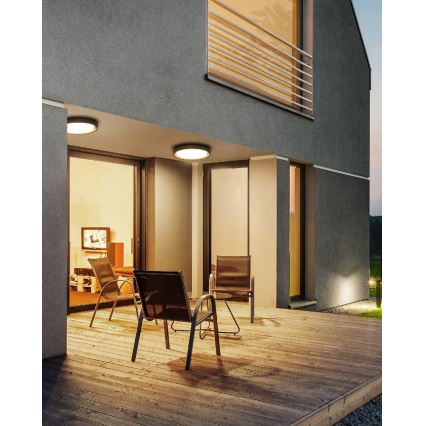 Redo 9184 - BEZEL Vanjska stropna LED svjetiljka, 30 W, 230 V, Ø 34 cm, IP54, antracit