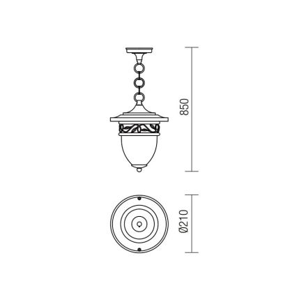 Redo 9399 - Vanjski luster na lancu BASEL 1xE27/42W/230V IP44 crna