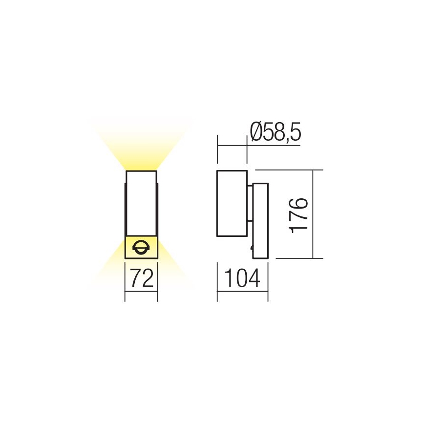 Redo 9453 - LED vanjska zidna svjetiljka s senzorom VINCE 2xLED/3W/230V IP54 antracit