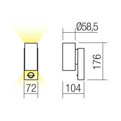 Redo 9455 - LED vanjska zidna svjetiljka s senzorom VINCE 2xLED/3W/230V IP54 smeđa