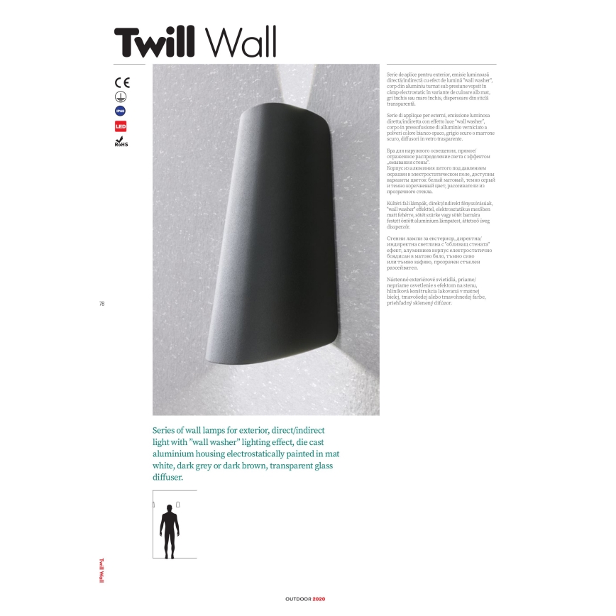 Redo 9536 - LED Vanjsko zidno svjetlo TWILL LED/11W/230V IP65